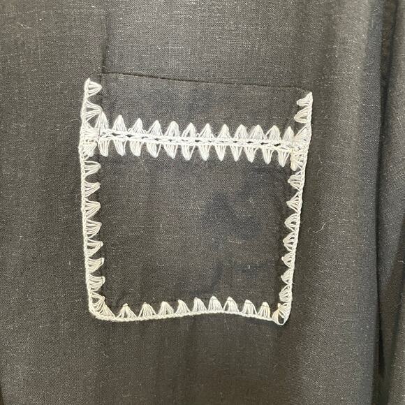 Rails Charli Shirt in Black Blanket Stitch Embroidered Linen Blend Western L - Picture 5 of 8